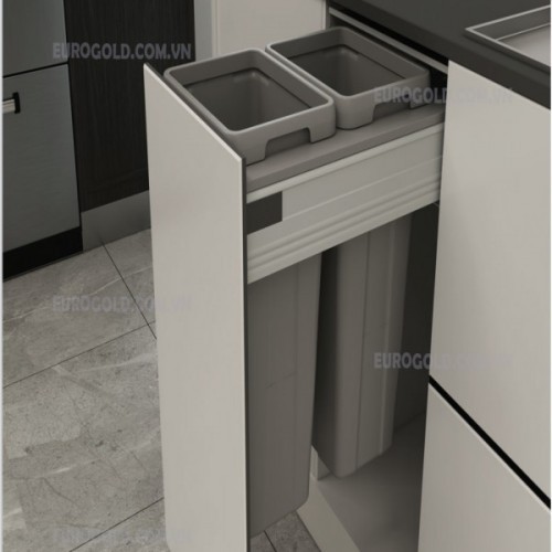 Thùng rác âm tủ ray hộp giảm chấn cao cấp Eurogold BA400